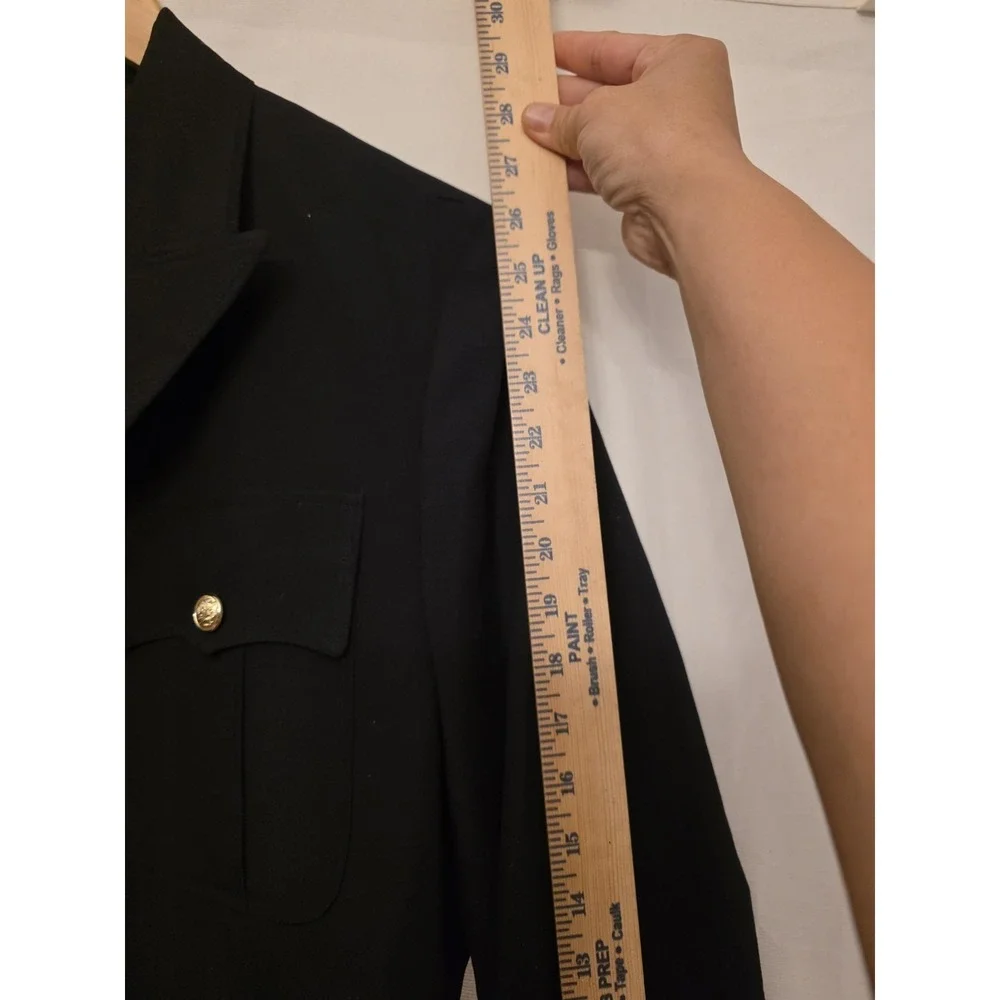 Vintage Sangwoo Suit Jacket Mens 40 Black Navy Officer Gold Buttons Hong Kong 90